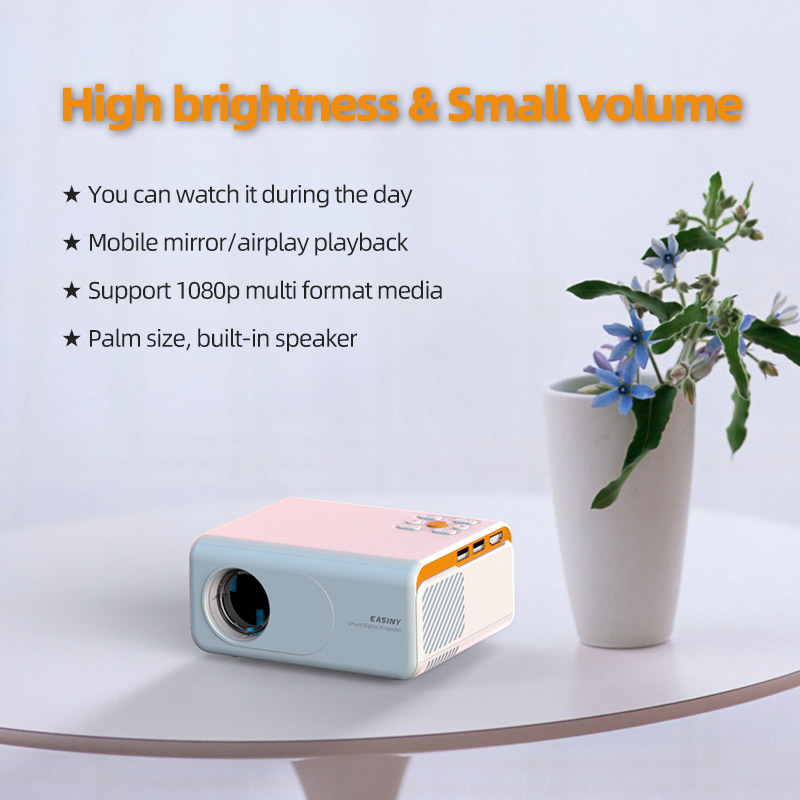 2022 new arrival E1 mirror wireless slim led high resolution multilingual home theater cinema education beamer projector