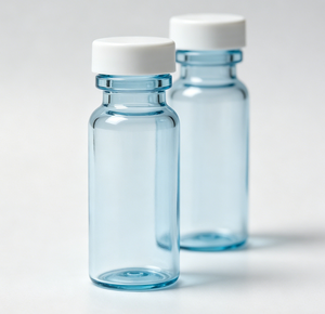 Vente en gros de flacons en verre transparent bleu clair, bouchons à sertir blancs, mini-contenants en verre vides non imprimés - Product Image 6