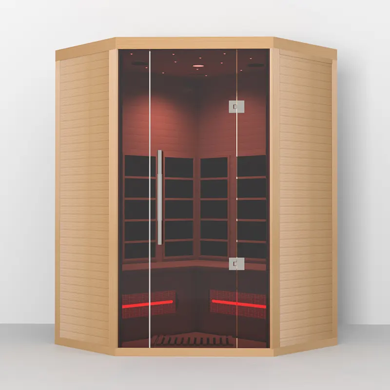 Obral kaca coklat mewah sudut jauh dekat tengah sauna inframerah kombinasi tabung keramik karbon kering sauna infra merah sauna