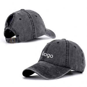 Casquette rétro délavée à visière incurvée, style queue de cheval, tendance européenne et américaine, pour femme, printemps-été, chapeau d'extérieur - Product Image 1
