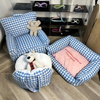 Accessoires de loisirs intérieurs durables et confortables pour chats et chiens, bleu et blanc, canapé de couchage confortable pour animaux de compagnie toute saison