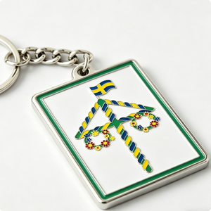 Porte-clés personnalisé en alliage de zinc émaillé souple, motif Maypole d'été, plaqué nickel, style vintage, souvenir de festival pour touristes - Product Image 5