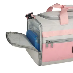 Bolsa de lona de fin de semana personalizada de fábrica, bolsa de lona de gimnasio de equipaje Rosa multifunción impermeable