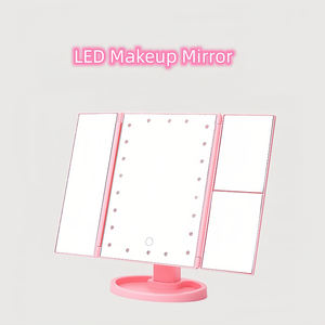 Sıcak satış pembe Mini katlanabilir LED kozmetik aynalar kadınlar için makyaj aynası güzellik ürünleri - Product Image 2