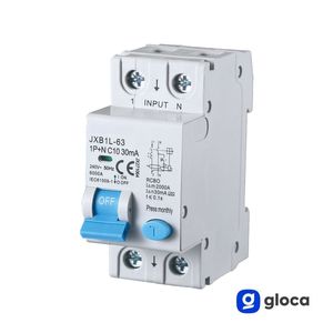 Interruptor Diferencial Gloca 1P+N C10 30mA 220V 6kA RCBO Clase A Montaje DIN - Product Image 2