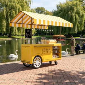 Carrello Mobile per Alimenti con Ruote, Carretto Ambulante da Esterno in Acciaio Inossidabile Multifunzionale a 4 Ruote, Macchina per Gelato Soft da 2,1 M - Product Image 1