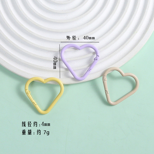 컬러 합금 페인트 스프링 DIY 의류 가방 하트 모양 키체인 클립 스프링 스냅 후크 클립 키체인 홀더 카라비너 - Product Image 2