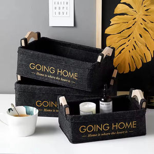 Panier organisateur en feutre avec poignée en bois, pour le rangement de bureau, cosmétiques, maquillage, sous-vêtements, chaussettes, <span class=keywords><strong>soutien</strong></span>-<span class=keywords><strong>gorge</strong></span>, vente en gros, personnalisable - Product Image 6