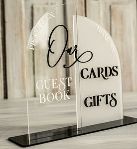 Arch Frosted Acrylic Wedding Signs Gift <b>Card</b> Guestbook <b>Table</b> Decor Bridal Shower Party Welcome Sign - Product Image 6