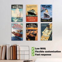 Décoration Murale, Faible MOQ, Affiches Métalliques Vintage sur le Thème des Navires, Plaques Artisanales Personnalisées en Étain sur le Thème des Avions et des Voitures Rétro pour la Maison, la Cave du Homme, la Décoration de Club et les Cadeaux