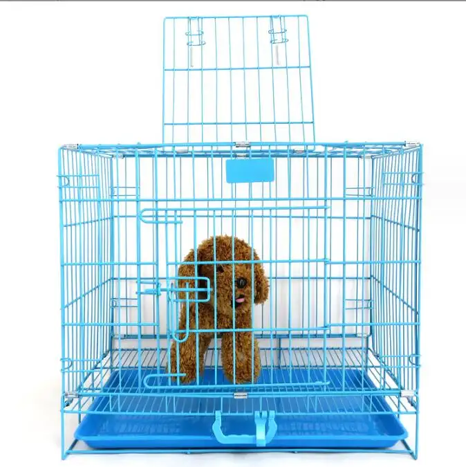 S size Metal Foldable Pet Cage Dog Crate Kennels In Bedroom Pet Crate Dog Cage With Plastic Tray Duty Durable Stainless Steel