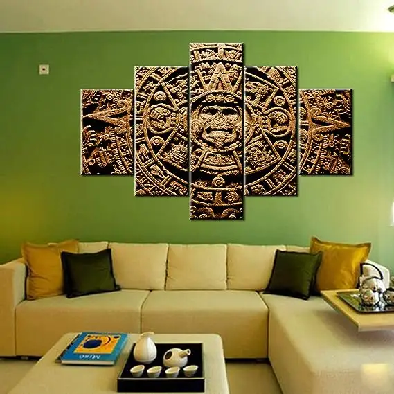 Multi pannello Calendario Azteca Canvas Wall Art soggiorno Home Decor opere d'arte messicana antica