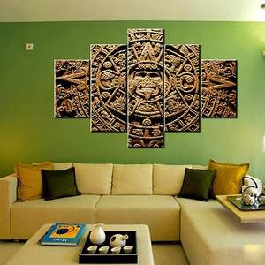 Multi Panel Calendario Azteca lienzo pared arte sala de estar decoración del hogar antiguo arte <span class=keywords><strong>mexicano</strong></span> - Product Image 3