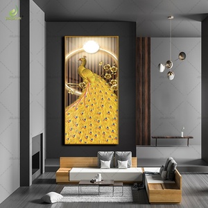 Pintura Decorativa Abstracta Creativa Dorada en Porcelana de Cristal para Sala de Estar, Arte Decorativo para Pared del Hogar, Venta al por Mayor Personalizada - Product Image 6