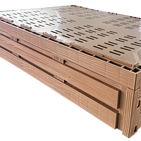 Caisse en plastique peu profonde pliable, aspect bois, ventilée, empilable, panier de présentation de fruits pliable, taille personnalisée