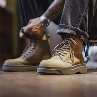 Sepatu Boots Pria Maden Vintage Workwear Kasual Kulit Sapi Suede Tali Sepatu Penyangga Lengkung Sol Tebal Setengah Tinggi Musim Dingin Outdoor Boots Tren 2026