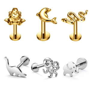 Pendientes <span class=keywords><strong>de</strong></span> Titanio G23 <span class=keywords><strong>de</strong></span> 16G, Variedad <span class=keywords><strong>de</strong></span> Formas, Estilo Animal, para Tragus, Cartílago, Hélix, Lóbulo, Joyería <span class=keywords><strong>de</strong></span> Moda para Piercing - Product Image 1