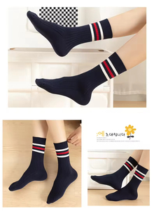 Warm Winter Custom Cashmere Women's <b>Socks</b> Fashion Stripes Design Crew <b>Socks</b> for Women Wholesale High Quality - Product Image 4