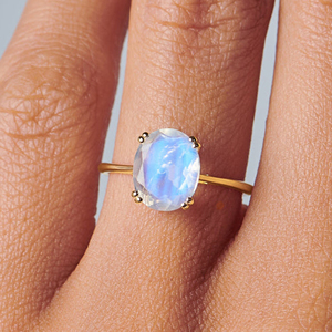 925 Sterling Silver rainbow Oval <strong>Moonstone</strong> <strong>Ring</strong> Women Real Gemstone Oval Engagement Fine <strong>Ring</strong> - Product Image 5