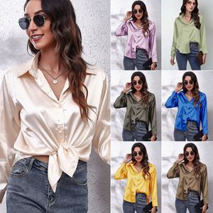 Camicia a Maniche Lunghe in Raso Simil-Seta, 23 Colori, 7 Taglie Disponibili, Stile Carino, Vestibilità Comoda, Lavabile, <span class=keywords><strong>Abbigliamento</strong></span> Femminile - Product Image 2