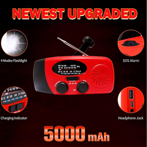 5000 माह USB-C पोर्ट पावर बैंक पोर्टेबल एम एफएम wb 3 बैंड मौसम सौर ऊर्जा संचालित आपातकालीन हाथ क्रैंक सौर डायनामो रेडियो - Product Image 2