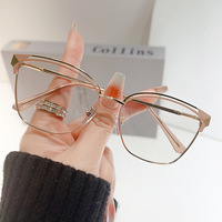 Lunettes œil de chat en métal Lunettes optiques mode pour ordinateur Lunettes photochromiques anti-lumière bleue Charnière à ressort pour montures de lunettes