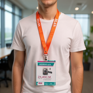 Cordon en polyester Ilan 2x45cm orange pour carte d'identité et appareil photo - Product Image 3