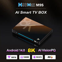 Boîtier TV Android 14 H96 MAX M9S avec processeur Octa-Core, 4 Go de RAM, streaming 1080P, Wi-Fi double bande, prêt pour les jeux (version UK)