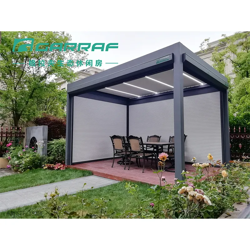 Auvent d'extérieur motorisé en métal imperméable en Aluminium, gazébo intelligent pare-soleil terrasse auvent perchoir toit Pergola