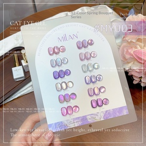 ชุดยาทาเล็บเจลสีสันสดใส 12 สี ปลอดสารพิษ ยี่ห้อ <span class=keywords><strong>Milan</strong></span> Designer ขายดี พร้อมลูกปัดแก้ว แต่งเล็บแบบตาแมว สำหรับมืออาชีพ ขายส่ง - Product Image 1