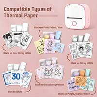 Imprimante thermique Phomemo, papier coloré non collant 53 mm * 6,5 m rose/bleu/jaune, 3 rouleaux pour imprimante mini T02