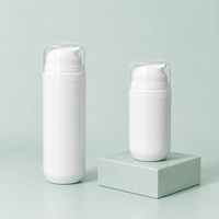 Bouteille à pompe à vide sans air en plastique PP 50ML / 100ML, forme ovale blanche, pour lotion, crème pour bébé, crème solaire, rechargeable