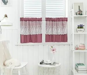 Small Window Valances Curtains, Short Lace Trim Window Curtain With Rod Pocket Window Treatments for Kitchen Cafe