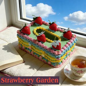 Retro American Garden Handmade Eco-Friendly Plastic Tissue Box Cover Cream Green Strawberry Imitation Cake Model Faux Food - Product Image 6