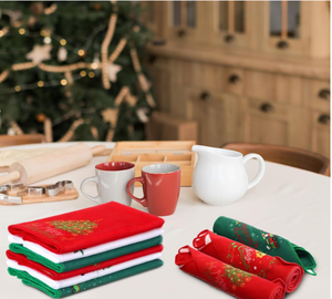 Nouvelle décoration de Noël brodé essuie-mains Père Noël Renne Bonhomme de neige Arbre de Noël Serviettes à vaisselle Serviettes de bain en tissu - Product Image 5