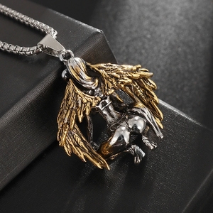 2025 oro placcato <span class=keywords><strong>angelo</strong></span> <span class=keywords><strong>e</strong></span> diavolo doppio ciondolo collana per gli uomini - Product Image 4