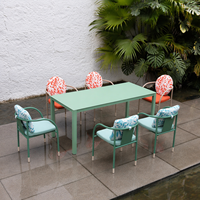 Ensemble de salle à manger extérieur en aluminium pour hôtel, table de jardin imperméable et 6 chaises, mobilier de patio pour projets hôteliers