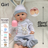 Poupées Reborn en Silicone Intégral de 18 Pouces, Fille aux Yeux Ouverts, Réalistes, Vente Directe Usine, Idéales pour Collection d'Art et Objets de Collection