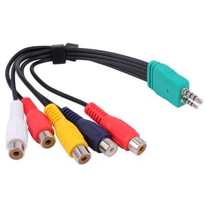 3.5mm+2.5mm 公头转 5 <span class=keywords><strong>RCA</strong></span> 母头插头音频视频 AV 适配器电缆，适用于液晶电视，全新设计 - Product Image 1