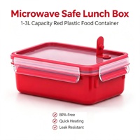 Boîte à lunch rectangulaire en plastique sans BPA avec clips de verrouillage, compatible micro-ondes, récipient de stockage alimentaire, boîte de préparation des repas pour la maison et le bureau