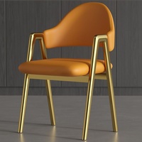 Chaise de salle à manger nordique de luxe en forme de A, avec dossier et accoudoirs, en acier, pour salon de thé, salon de beauté et manucure