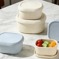 Boîte de conservation alimentaire en silicone avec couvercle, compatible micro-ondes/congélateur/four, empilable, pour repas, collations et restes