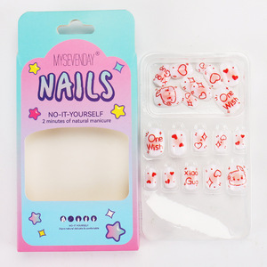 24 piezas de uñas desmontables para niños lindas puntas de dibujos animados corazón conejito chica pegatinas de uñas falsas terminadas - Product Image 4