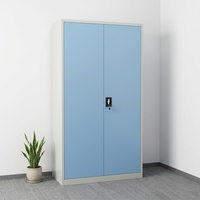 Armoire de Bureau en Acier à 2 Portes Battantes, Meuble de Classement Durable avec 4 Étagères Réglables, Meuble de Rangement en Métal