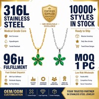 Colliers en acier inoxydable plaqué or 18 carats, résistants à l'eau et inaltérables, avec fleurs en zircon cubique, pour femmes, vente en gros