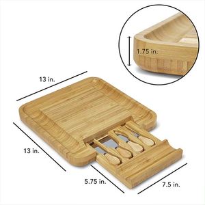 Ensemble de planches à découper en bambou personnalisées avec logo, pour fromages et charcuteries, 33x33x4.5cm, écologiques, durables, promotionnelles - Product Image 4