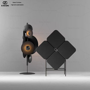 Meuble à vin en bois de luxe créatif, motif trèfle à quatre feuilles classique - Meuble de présentation de vaisselle pour salle à manger de villa - Product Image 3