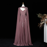 Robe de soirée de luxe Jancember LSZ052 rose poudré 2026 avec cape à sequins scintillants pour bal de promo