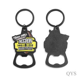 QYS Metal Bottle Opener Keychain Zinc Alloy Embossed Logo Fashion Promotional <b>Gift</b> Silver Black - Product Image 4