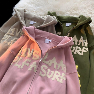 AU Casual Puff Printing Unisex Hoodies Custom logo Heavyweight Cotton <strong>Zipper</strong> <strong>Oversize</strong> <strong>Sweatshirts</strong> Hoodies Fashion Hoodie for Men - Product Image 6